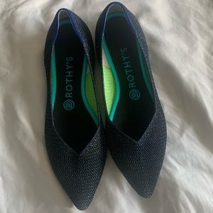 Retired Rothys Iridescent Black Friday 2019 metallic the point lattice flats 8.5